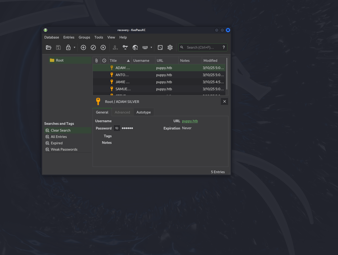 KeePassXC GUI interface showing database unlock
